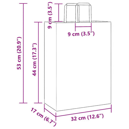 Sacchetti di Carta 250 pz con Manici Verdi 32x17x44 cm
