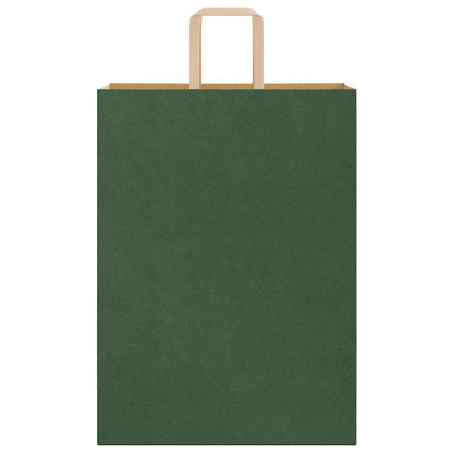 Sacchetti di Carta 250 pz con Manici Verdi 32x17x44 cm