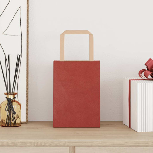 Sacchetti di Carta 50 pz con Manici Rossi 15x8x21 cm