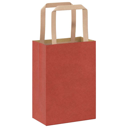 Sacchetti di Carta 50 pz con Manici Rossi 15x8x21 cm