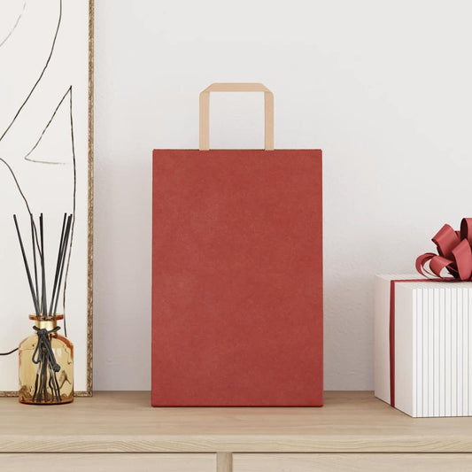 Sacchetti di Carta 50 pz con Manici Rossi 21x11x31 cm