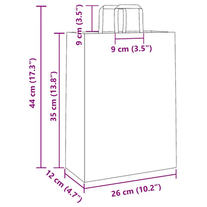 Sacchetti di Carta 50 pz con Manici Rossi 26x12x35 cm