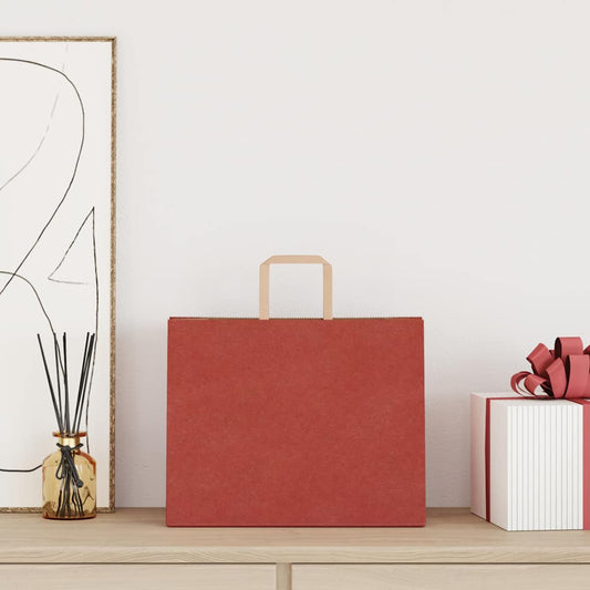 Sacchetti di Carta 50 pz con Manici Rossi 32x22x24 cm