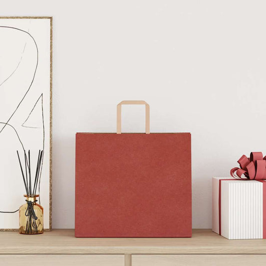 Sacchetti di Carta 50 pz con Manici Rossi 32x22x28 cm