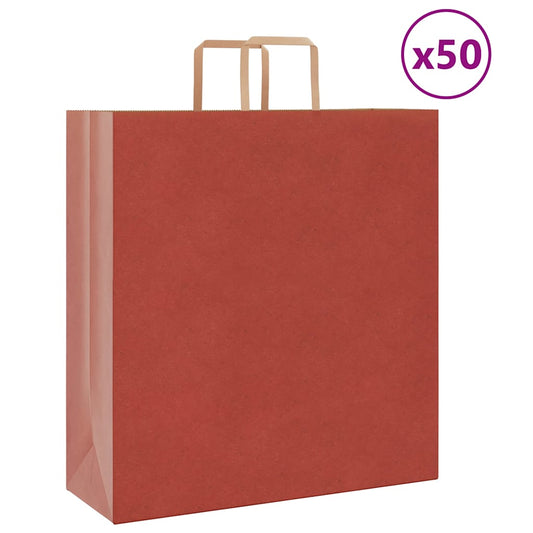 Sacchetti di Carta 50 pz con Manici Rossi 45x17x48 cm