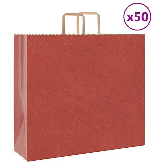 Sacchetti di Carta 50 pz con Manici Rossi 54x15x49 cm
