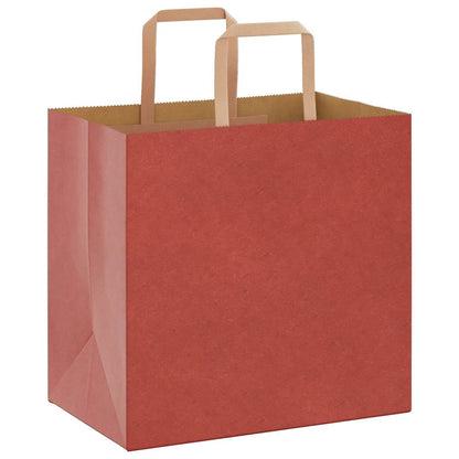 Sacchetti di Carta 250 pz con Manici Rossi 26x17x25 cm