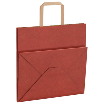 Sacchetti di Carta 250 pz con Manici Rossi 26x17x25 cm