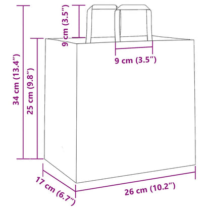 Sacchetti di Carta 250 pz con Manici Rossi 26x17x25 cm