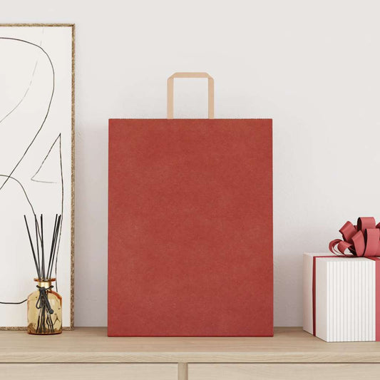 Sacchetti di Carta 250 pz con Manici Rossi 32x12x42 cm