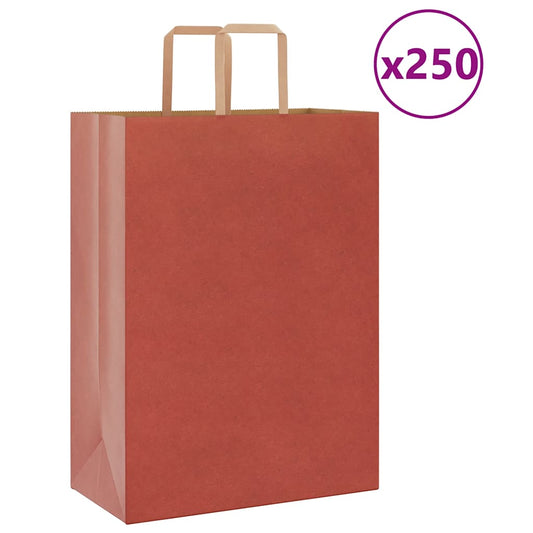 Sacchetti di Carta 250 pz con Manici Rossi 32x17x44 cm