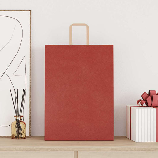 Sacchetti di Carta 250 pz con Manici Rossi 32x17x44 cm