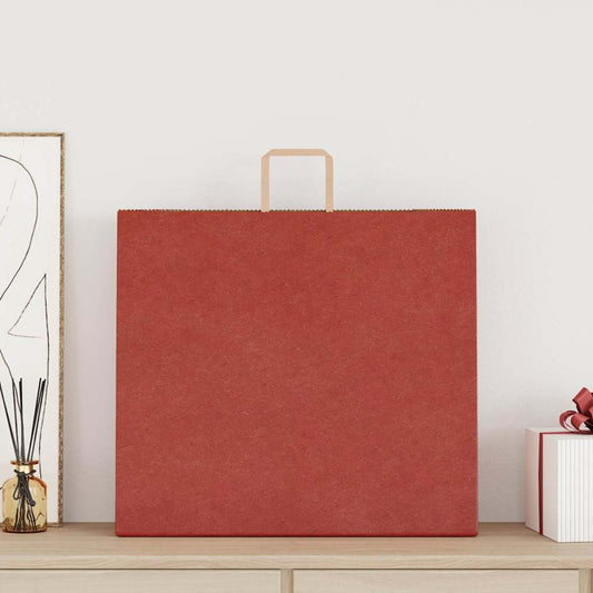Sacchetti di Carta 250 pz con Manici Rossi 54x15x49 cm