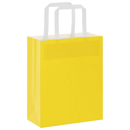 Sacchetti di Carta 50 pz con Manici Gialli 15x8x21 cm