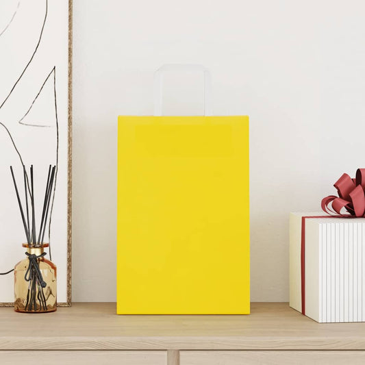 Sacchetti di Carta 50 pz con Manici Gialli 21x11x31 cm
