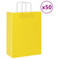 Sacchetti di Carta 50 pz con Manici Gialli 26x12x35 cm