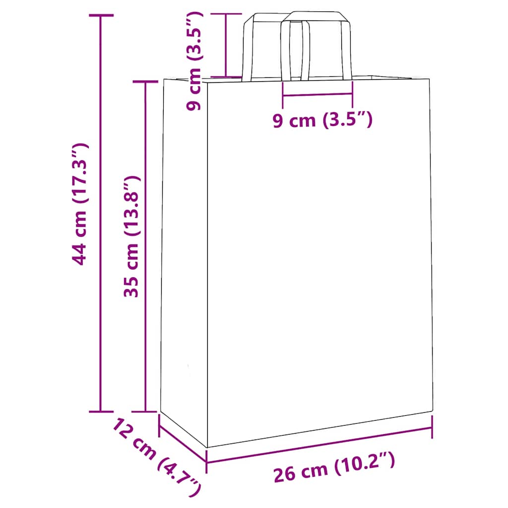 Sacchetti di Carta 50 pz con Manici Gialli 26x12x35 cm