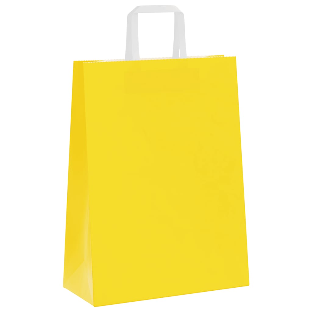 Sacchetti di Carta 50 pz con Manici Gialli 26x12x35 cm