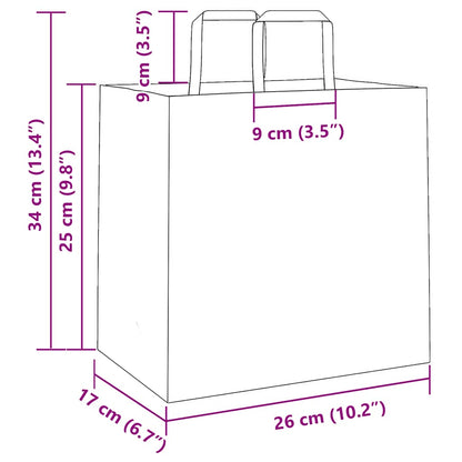 Sacchetti di Carta 50 pz con Manici Gialli 26x17x25 cm