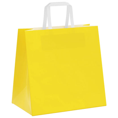 Sacchetti di Carta 50 pz con Manici Gialli 26x17x25 cm