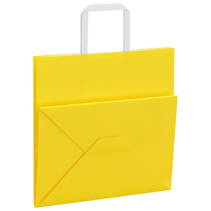 Sacchetti di Carta 50 pz con Manici Gialli 26x17x25 cm