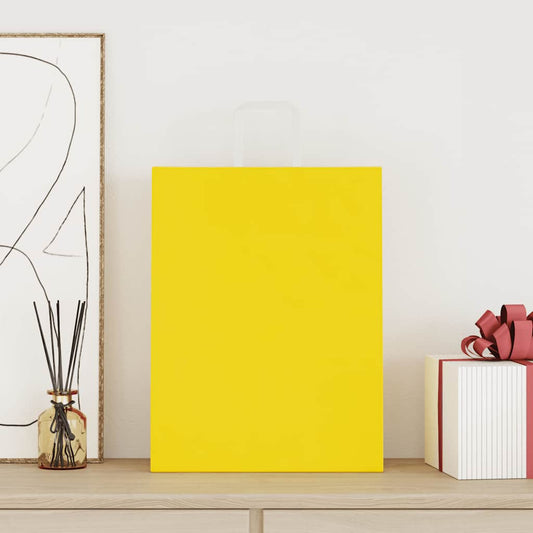 Sacchetti di Carta 50 pz con Manici Gialli 32x12x42 cm