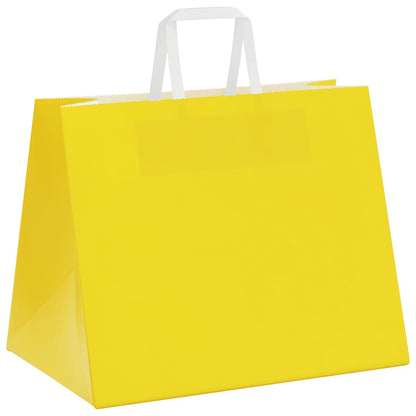 Sacchetti di Carta 50 pz con Manici Gialli 32x22x24 cm