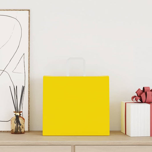 Sacchetti di Carta 50 pz con Manici Gialli 32x22x28 cm