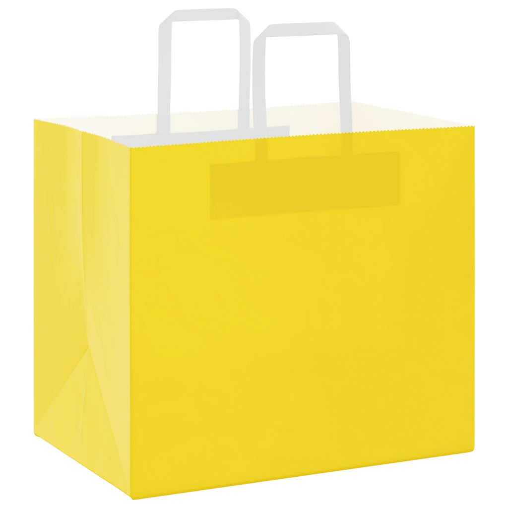 Sacchetti di Carta 50 pz con Manici Gialli 32x22x28 cm