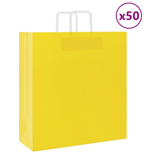 Sacchetti di Carta 50 pz con Manici Gialli 45x17x48 cm