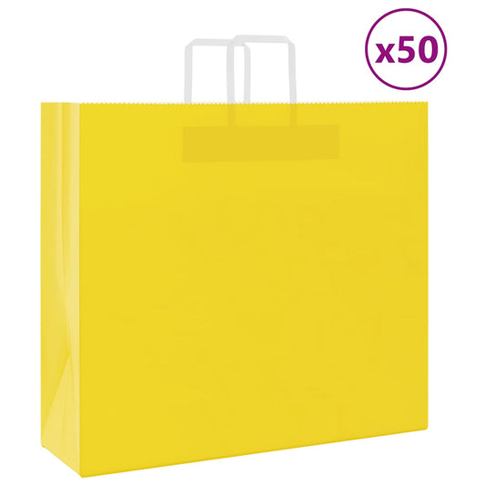 Sacchetti di Carta 50 pz con Manici Gialli 54x15x49 cm