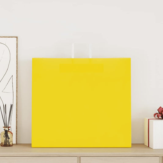 Sacchetti di Carta 50 pz con Manici Gialli 54x15x49 cm