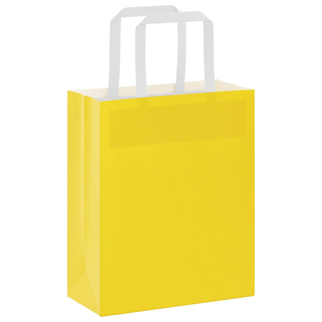 Sacchetti di Carta 250 pz con Manici Gialli 18x8x22 cm