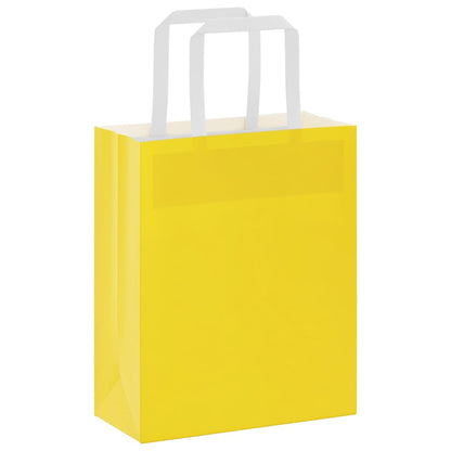 Sacchetti di Carta 250 pz con Manici Gialli 18x8x22 cm