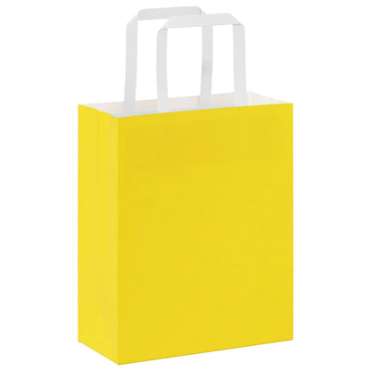Sacchetti di Carta 250 pz con Manici Gialli 18x8x22 cm