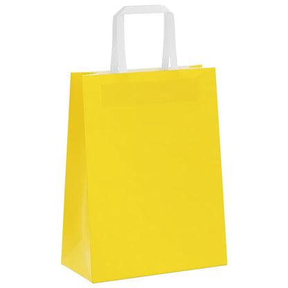 Sacchetti di Carta 250 pz con Manici Gialli 21x11x28 cm