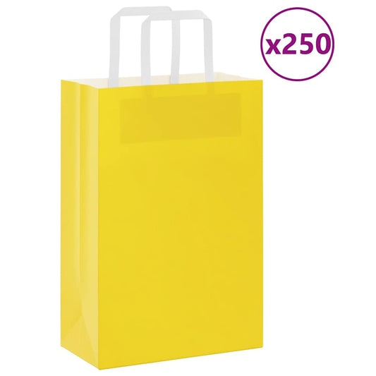 Sacchetti di Carta 250 pz con Manici Gialli 21x11x31 cm
