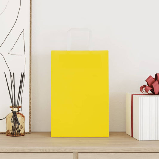 Sacchetti di Carta 250 pz con Manici Gialli 21x11x31 cm