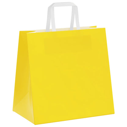 Sacchetti di Carta 250 pz con Manici Gialli 26x17x25 cm