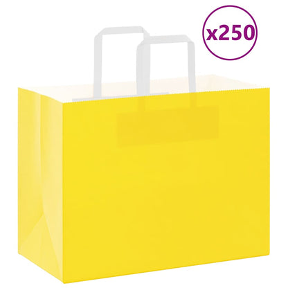 Sacchetti di Carta 250 pz con Manici Gialli 32x17x25 cm
