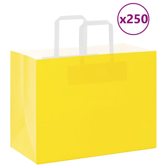 Sacchetti di Carta 250 pz con Manici Gialli 32x17x25 cm