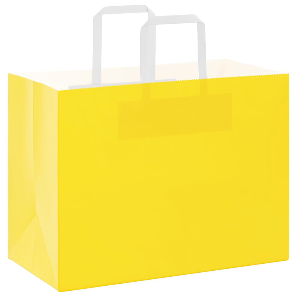 Sacchetti di Carta 250 pz con Manici Gialli 32x17x25 cm