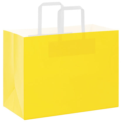 Sacchetti di Carta 250 pz con Manici Gialli 32x17x25 cm