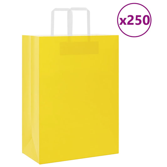 Sacchetti di Carta 250 pz con Manici Gialli 32x17x44 cm