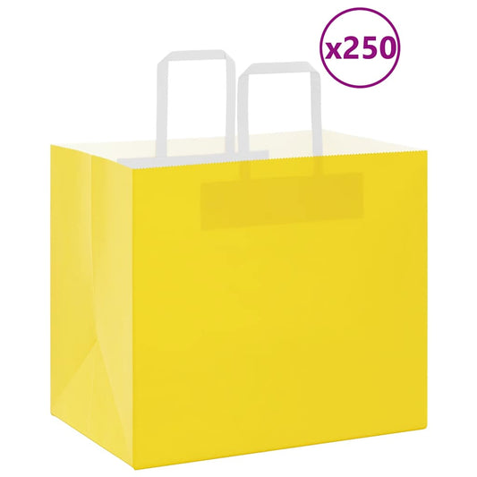 Sacchetti di Carta 250 pz con Manici Gialli 32x22x28 cm