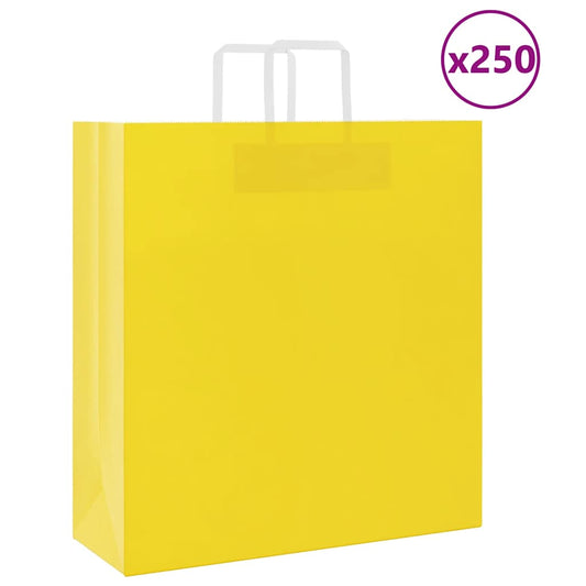 Sacchetti di Carta 250 pz con Manici Gialli 45x17x48 cm