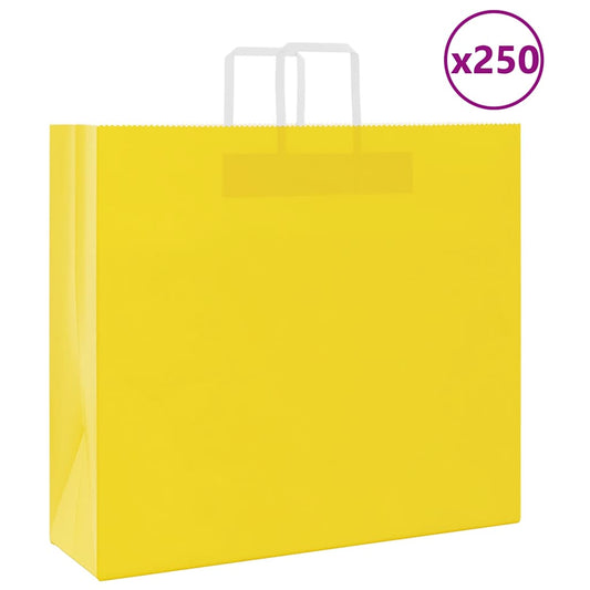 Sacchetti di Carta 250 pz con Manici Gialli 54x15x49 cm
