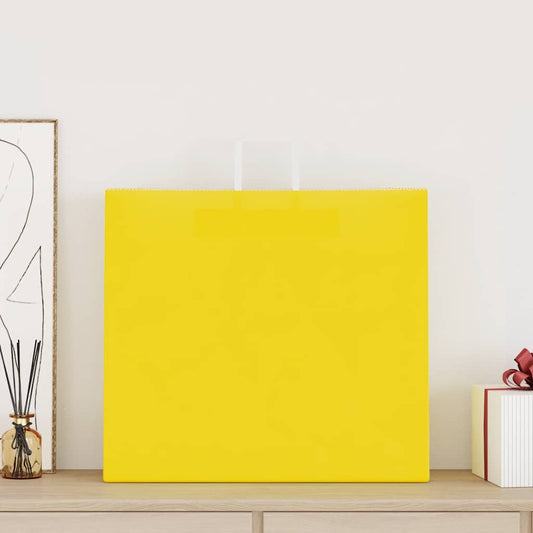 Sacchetti di Carta 250 pz con Manici Gialli 54x15x49 cm