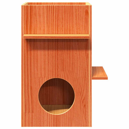 Cuccia per Gatti Marrone Cera 43x43x60cm Legno Massello di Pino