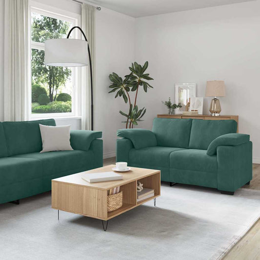 Set di Divani 3 pz con Cuscini Verde scuro in Velluto